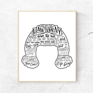Hairspray Musical Silhouette Print | Hand-Lettered | Black and White | Digital Download