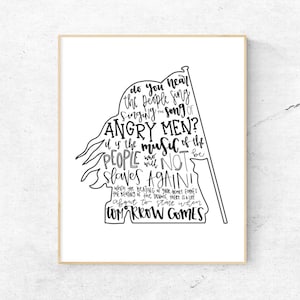 Les Miserables Musical Silhouette Print | Hand-Lettered | Black and White | Digital Download