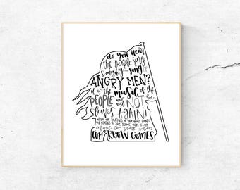 Les Miserables Musikalische Silhouette Print | Handbeschriftet | Schwarz und Weiß | Digitaler Download
