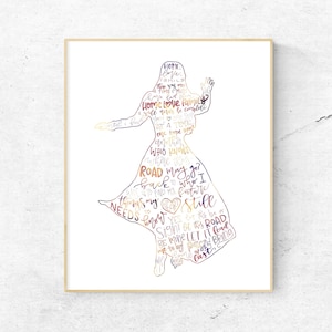 Anastasia Musical Silhouette Print | Hand Lettered | Purple, Orange, Pink, Red, and Yellow | Digital Download