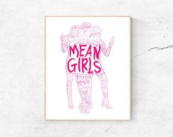 Mean Girls Musical Silhouette Print | Hand-Lettered | Pink | Digital Download