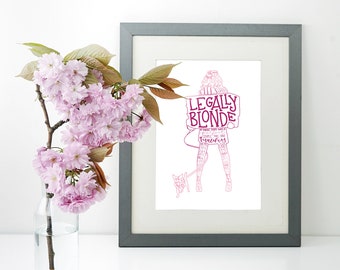 Legally Blonde Musical Silhouette Print | Hand-Lettered | Pink | Digital Download