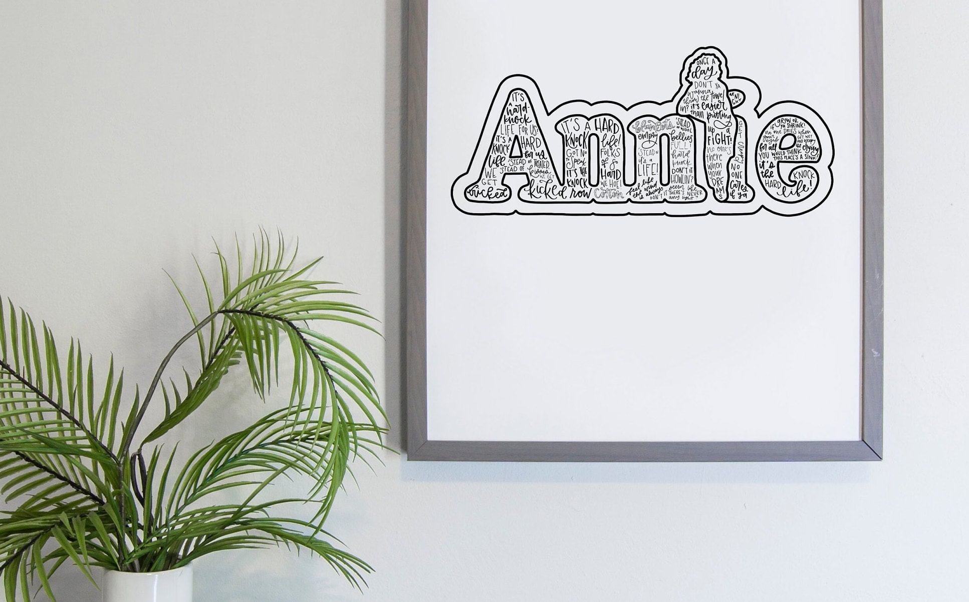 Annie Musical Silhouette Print Hand Lettered Black And Etsy