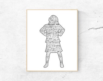 Matilda Musical Silhouette Print | Hand-Lettered | Black and White | Digital Download