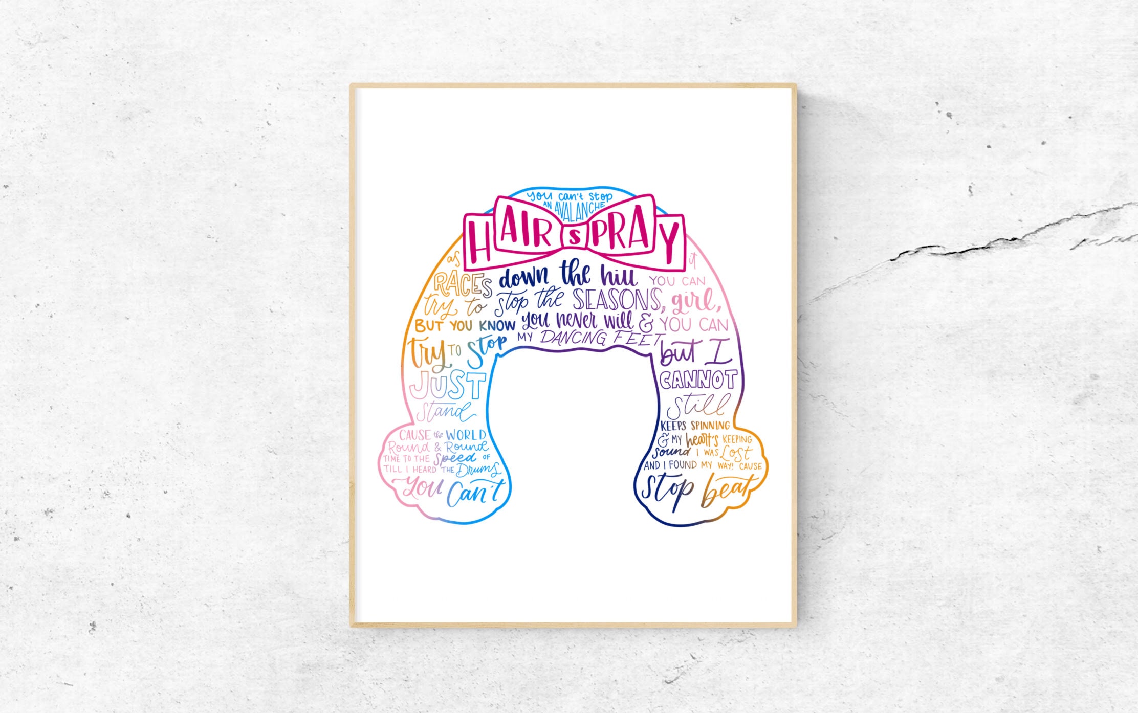 Hairspray Musical Silhouette Print Hand Lettered Pink Etsy
