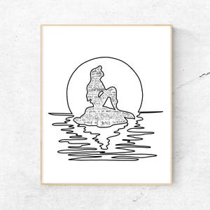 The Little Mermaid Musical Silhouette Print | Hand-Lettered | Black and White | Digital Download