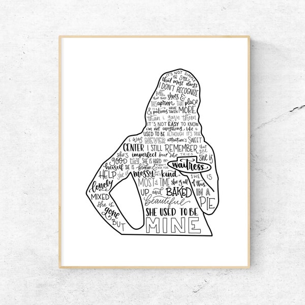 Waitress Musical Silhouette Print | Hand-Lettered | Black and White | Digital Download