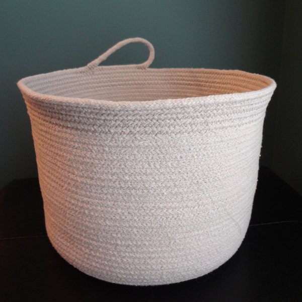 Extra Large Decorative Natural Coiled Rope Basket with One handle