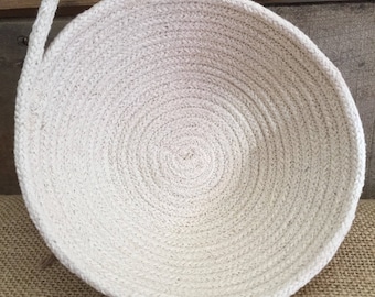 Natural Coiled Rope Basket with Handle