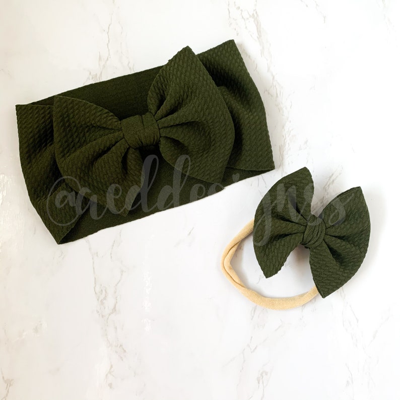 Big Bow Bow headband Baby Turban Baby Headwrap Olive Green Big Bow Headwrap