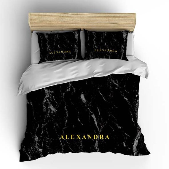 Personalised Duvet Cover Bedsheet Comforter Pillow Black Etsy