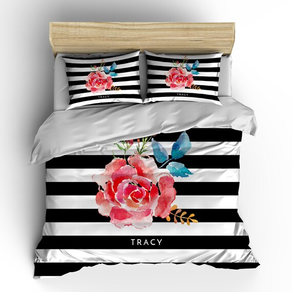Personalised Duvet Cover Bedsheet Comforter Pillow Black Etsy