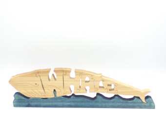 Handmade Wooden Whale Jigsaw Puzzle | Kids Educational Toy