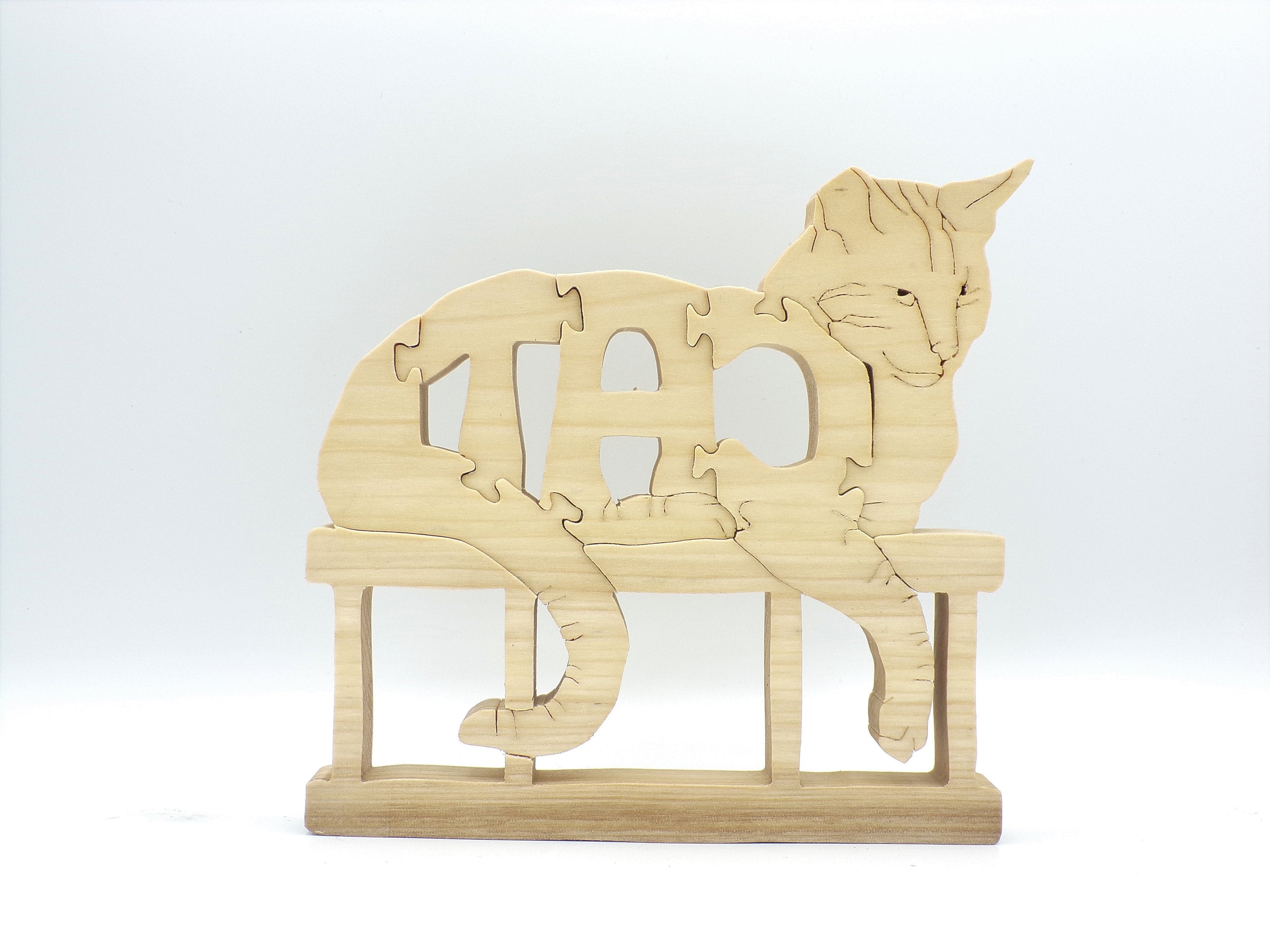 Wooden Cat Jigsaw Puzzle Hand Cut Puzzle Cat Puzzle Cat Etsy