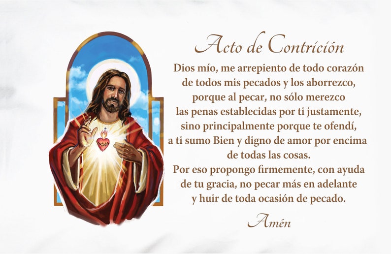 Acto De Contrición (act of Contrition in Spanish), Spanish Catholic ...