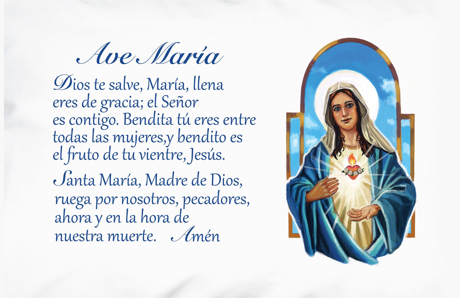 Spanish Hail Mary Prayer With Immaculate Heart of Mary Prayer