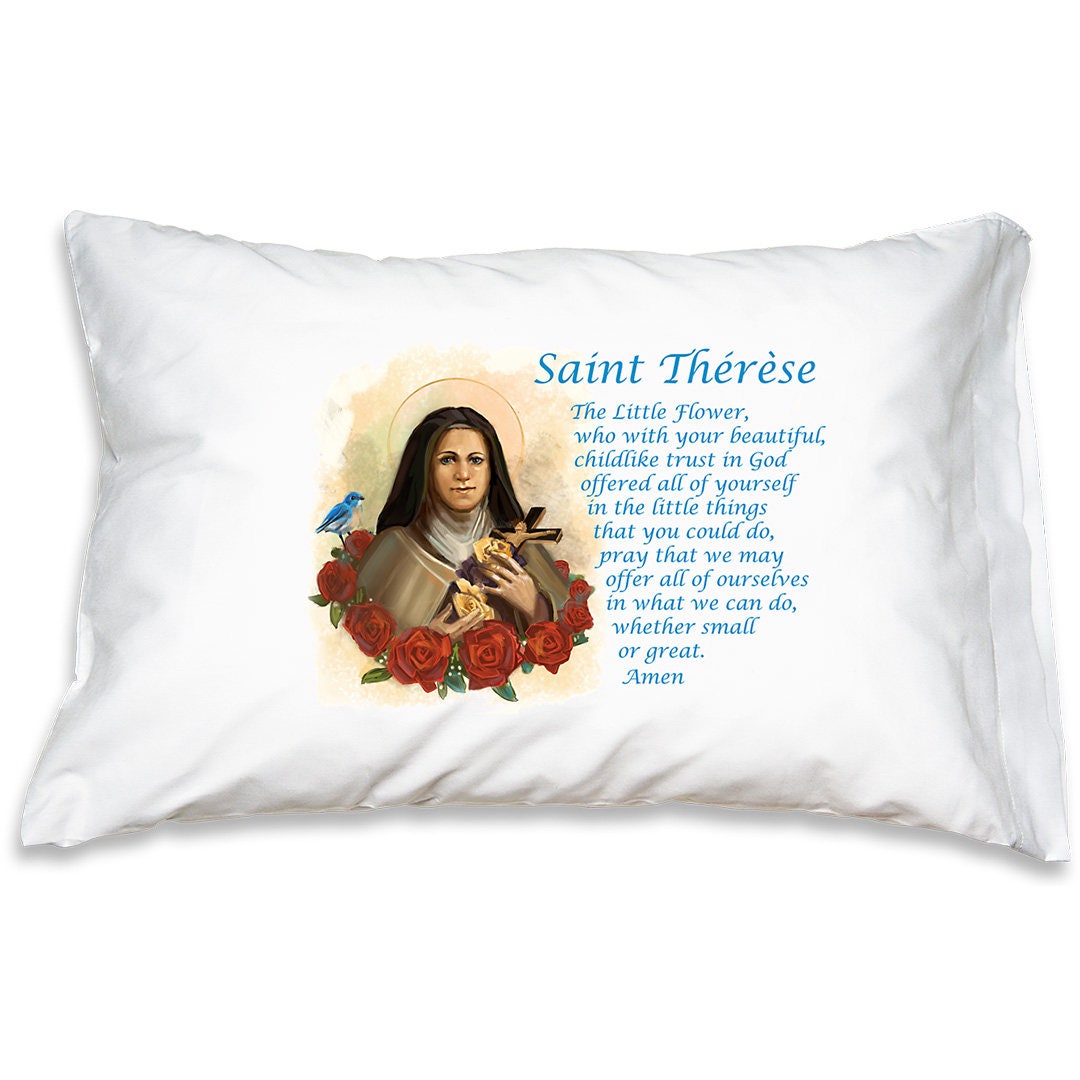 St. Therese Prayer Pillowcase, Catholic Saints on Pillows for Kids, Gifts Under 20 Etsy