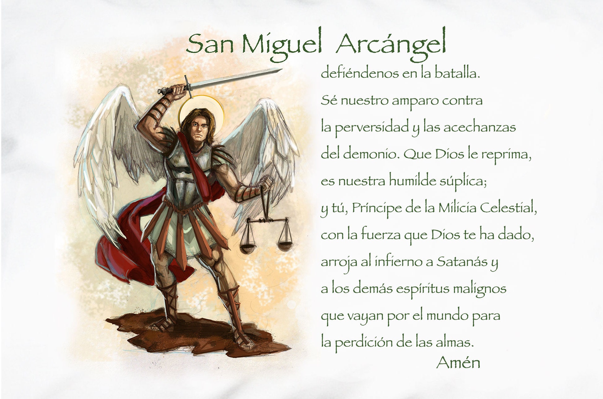 Spanish Prayer to San Miguel Arcángel st. Michael Archangel Etsy