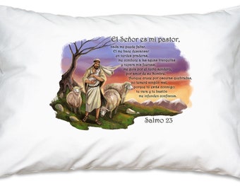 Salmo 23 (Psalm 23) Spanish Prayer Pillowcase, Spanish Catholic Prayer Pillow, Easter Gifts under 20