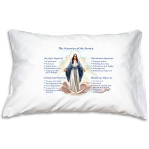 Mysteries of The Rosary Catholic Prayer Pillowcase to pray with, Catholic Pillow Cases for Prayerful Home Decor and Loving Gifts under 20