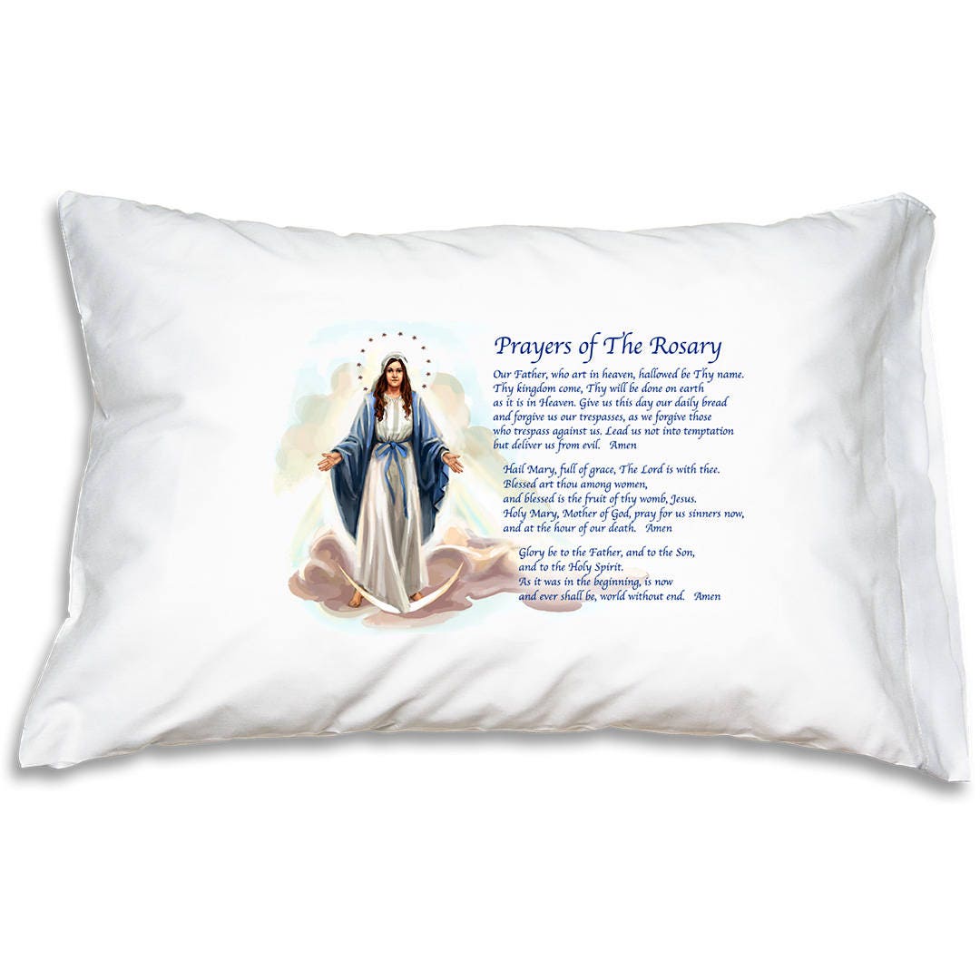 Prayers of the Rosary Prayer Pillowcase, Catholic Pillow Cases, Virgin Mary Home Decor Gifts Etsy