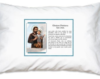 Pope Francis' Prayer to San José (St. Joseph) Prayer Pillowcase, Spanish Catholic Pillow Case Gifts under 20
