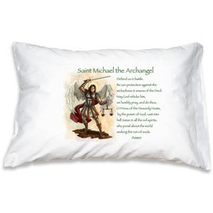 St. Michael the Archangel Catholic Prayer Pillowcase with Custom Name Option, Best-Selling Personalized Catholic Saints Gifts under 25
