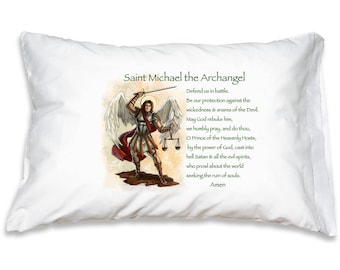 St. Michael the Archangel Catholic Prayer Pillowcase with Custom Name Option, Best-Selling Personalized Catholic Saints Gifts under 25