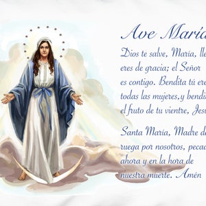 Spanish Ave María Hail Mary Prayer Pillowcase, Catholic Virgin Mary Christmas Gifts under 20 image 2