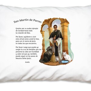 Taie d'oreiller prière espagnole Saint-Martin de Porres, taies d'oreiller catholiques, cadeaux catholiques espagnols de moins de 20 ans