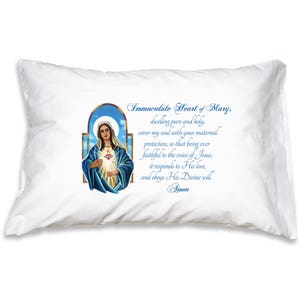 Immaculate Heart of Mary Prayer Pillowcase, Prayerful Catholic Home Decor and Birthday Gifts under 20