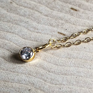 Gold Necklace for Women Gold  Charm Necklace Pendant  Gold Filled Tiny Necklace, Cubic Zirconia Charm Necklace 4mm Pendant Charm Necklaces