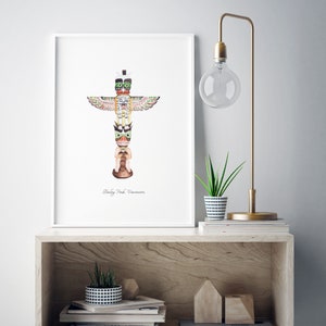 Totem Pole Printable Illustration Wall Art Print Nursery - Etsy