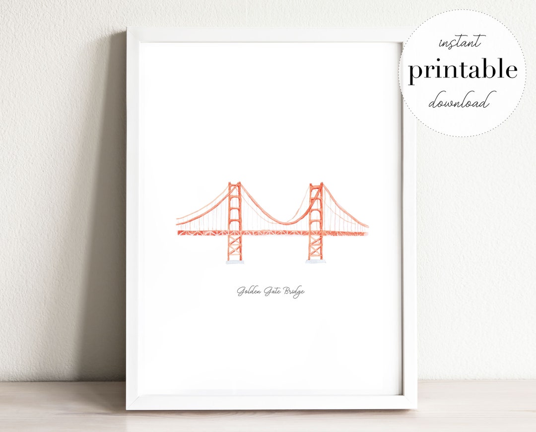 Golden Gate Bridge Printable, Illustration, Wall Art Print, Nursery ...