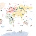 Colorful Animal World Map Printable Nusery Art Print Kids Room Travel ...