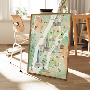 New York City Karte Kunstdruck | Aquarell Stadt-Karte | Reisen Schlafzimmer Dekor | Housewarming Geschenkidee | Reise Raum Dekor | Fernweh Design