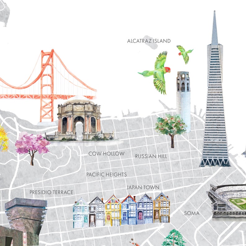 San Francisco Map Printable City Map Wall Art Print Kids - Etsy