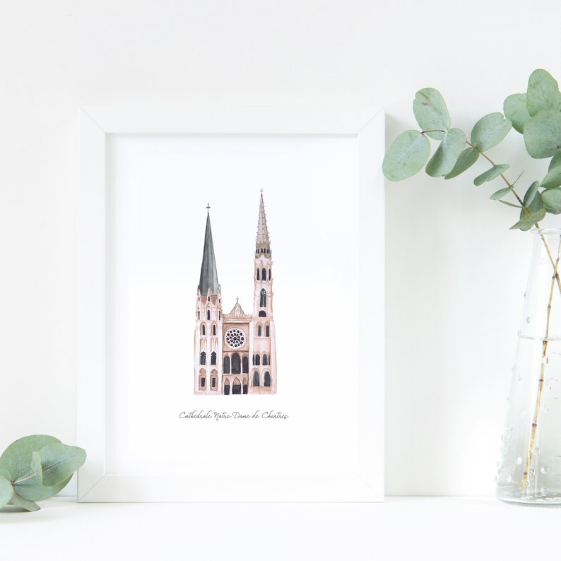 Chartres Cathedral Printable Illustration Wall Art Print | Etsy