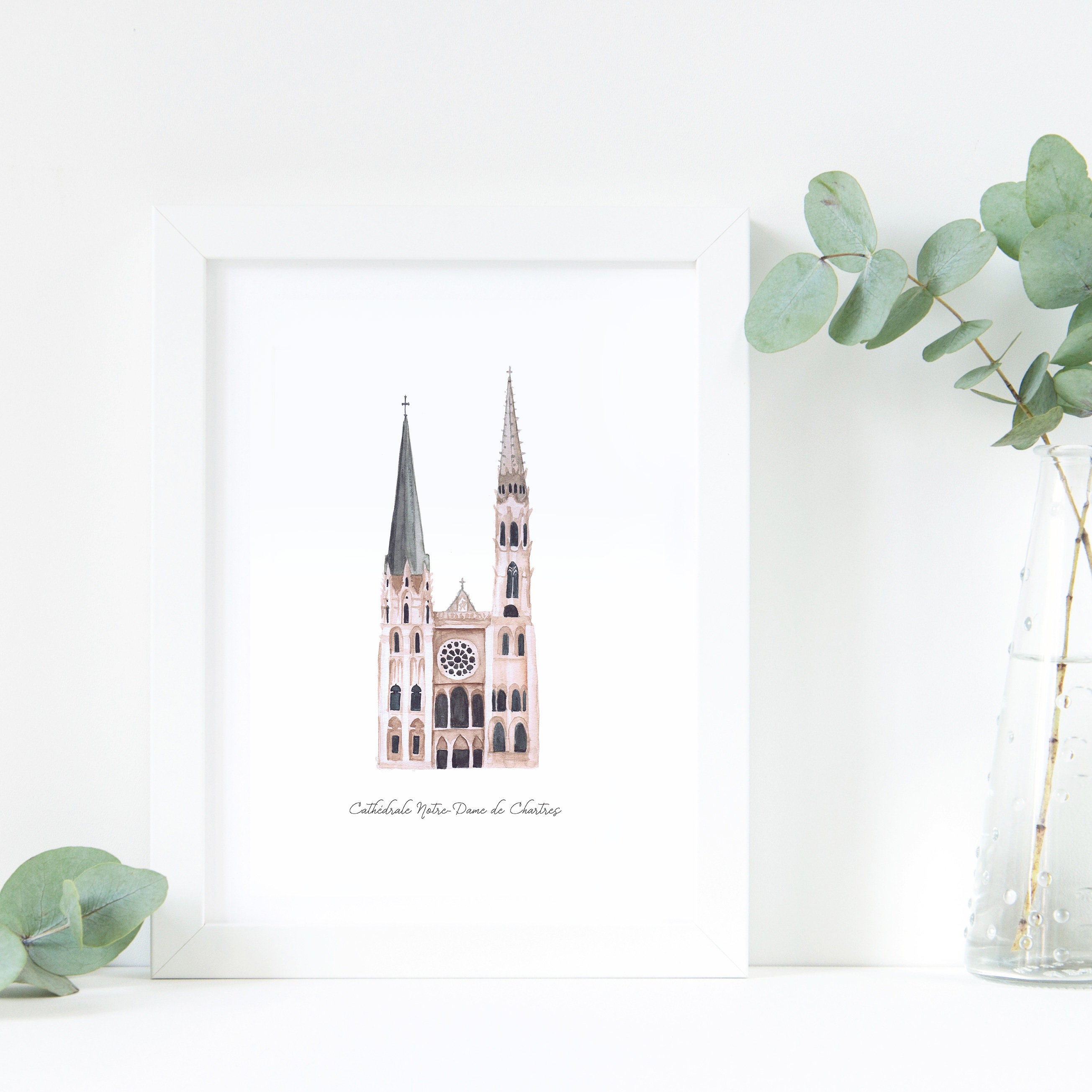 Chartres Cathedral Printable Illustration Wall Art Print | Etsy