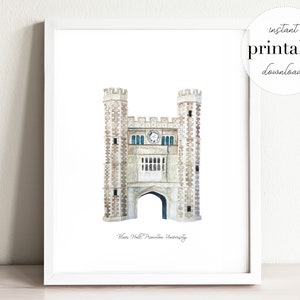 Princeton University Blair Hall Afdrukbaar, illustratie, kunst print, kinderkamer decor, mijlpaal, kinderkamer, reizen print, New Jersey, aquarel