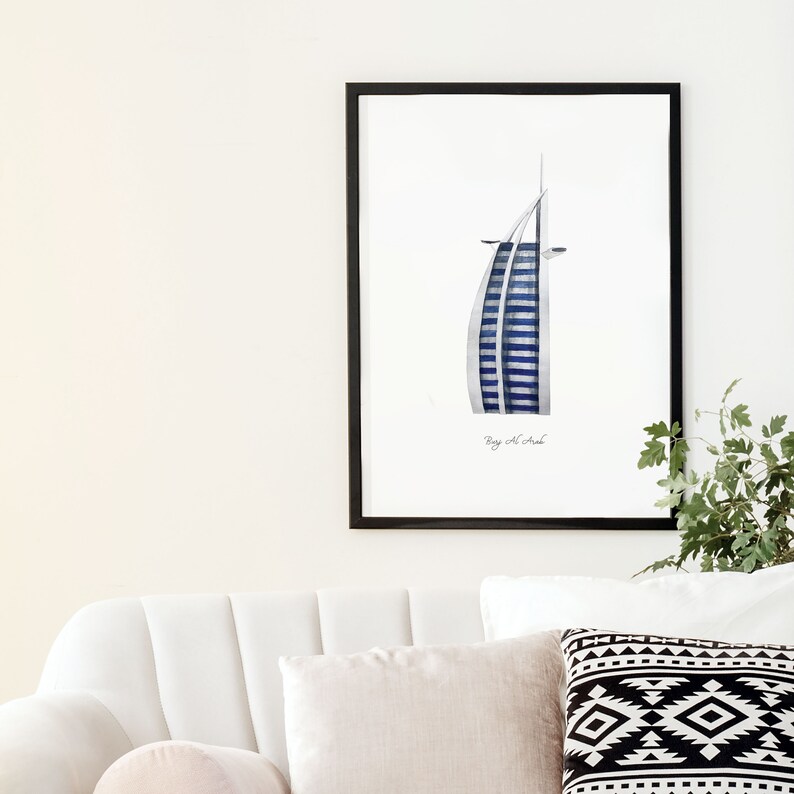 Burj Al Arab Printable Illustration Art Print Nursery Etsy