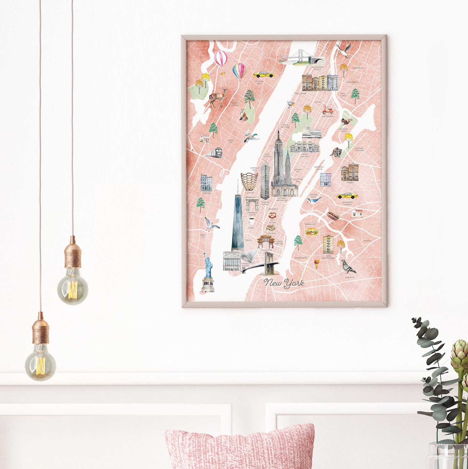 New York City Map Printable City Map Wall Art Print Kids - Etsy