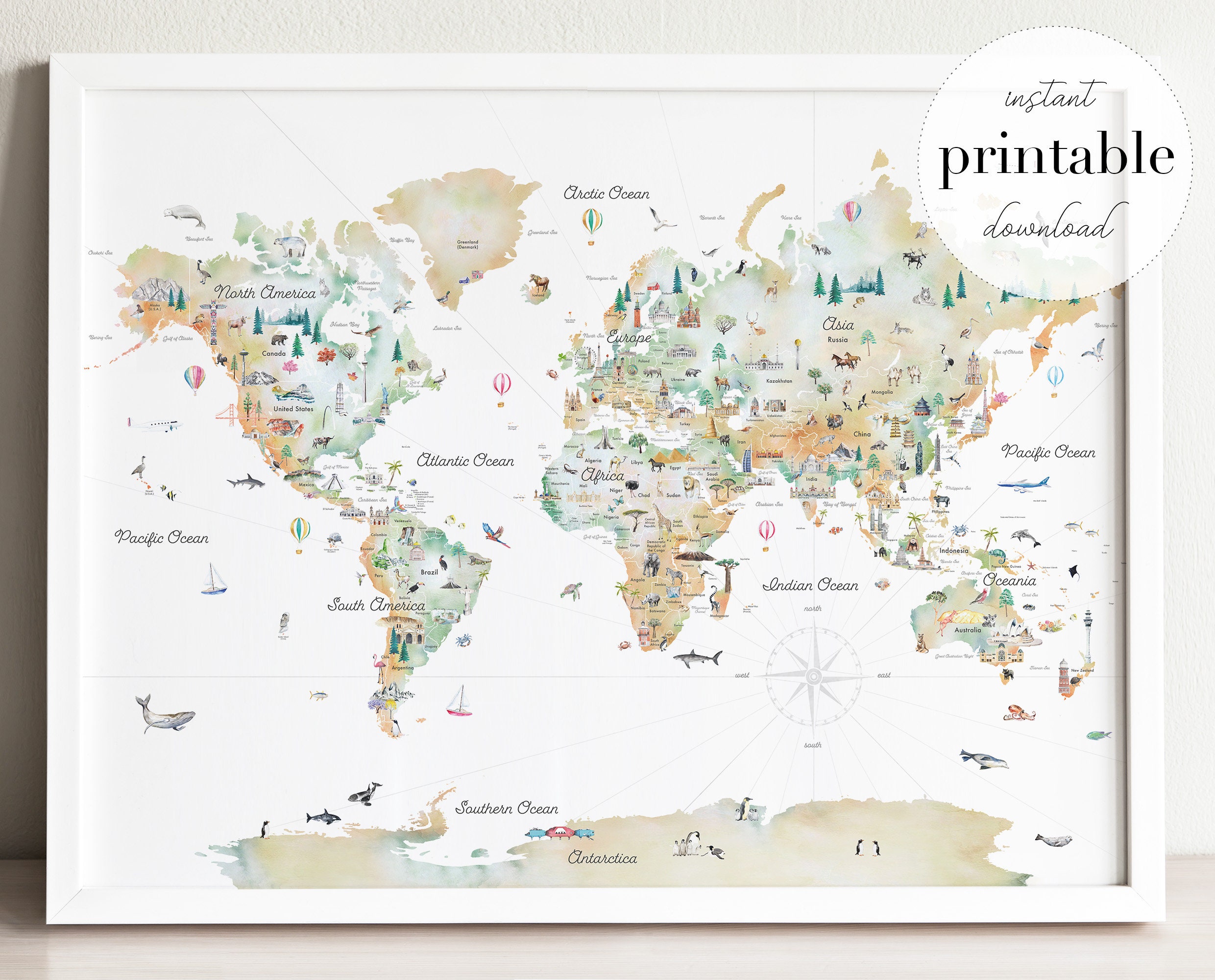 Push Pin World Map, Push Pin Map, World Map Pin Board, Cork World Map,  Weltkarte, Personalized Gift, Detailed Names, Beige 