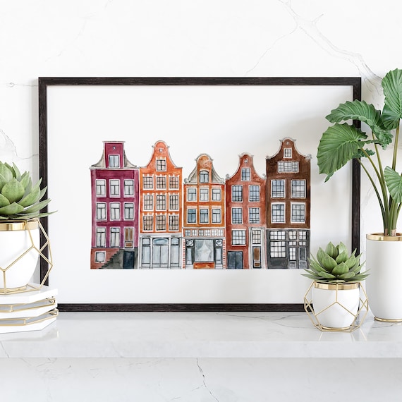Amsterdam Streetscape Illustrated Art Print | Jordaan | the Amsterdam Streetscape Illustrated Art Print | Jordaan | the