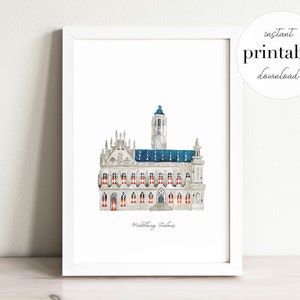 Middelburg Stadhuis Watercolor Print: Dutch Landmark Travel Art (Digital Download)