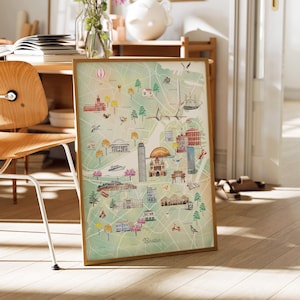 Boston Karte zum Ausdrucken | City Map Wall Art Print | Kinderzimmer Dekor | Wohnkultur Reise Kunstdruck | Massachusetts Aquarell Karte | USA-Reisen