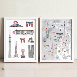 Tokyo Kunstdruck Set | Kunstdruck | Stadt Karte Drucken | Fernweh Kinderzimmer Dekor | Stadt Karte Kunstdrucke | Japan