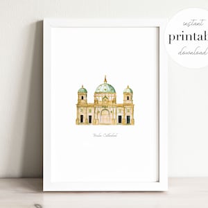 Berlin Cathedral Watercolor Print: Germany Landmark Wall Art (Digital Download)
