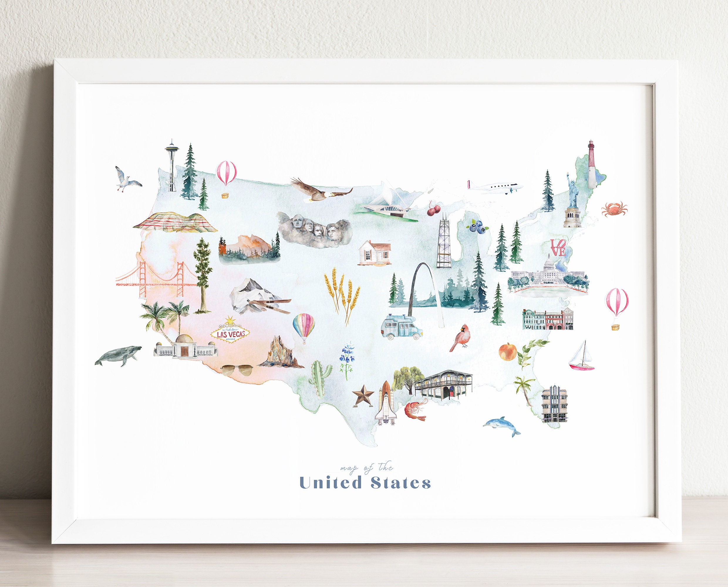 USA Map Art Print United States - Il Fullxfull.2082071399 9o5o 