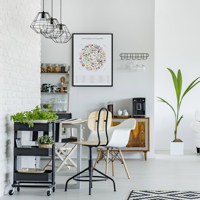 Seasonal Food Framed Art Print kitchen decor wall art wall | Etsy